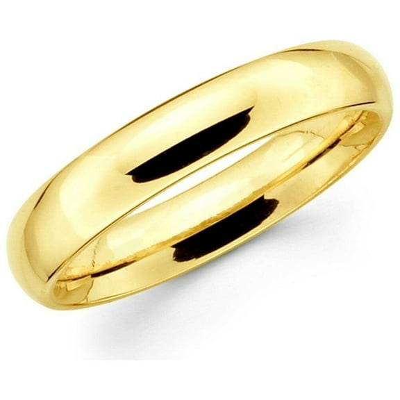 Mens Womens Solid 14K Yellow Gold Plain Wedding Ring Band Comfort Fit 5MM Size 5