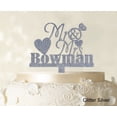 thumbnail image 1 of Personalized Mr & Mrs Wedding Cake Topper Personalized Glitter Silver Cake Topper Color Option Available 5-7 Inches Wide, 1 of 1
