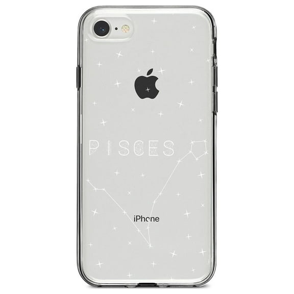 DistinctInk Clear Shockproof Hybrid Case for iPhone 7 8 SE (2020 Model) 4.7" Screen TPU Bumper Acrylic Back Tempered Glass Screen Protector - Star Zodiac Pisces