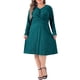 thumbnail image 2 of Vestidos de talla grande para mujer Agnes Orinda, de manga larga, elegante, de punto, con cuello en V cruzado, vestido midi 1X verde, 2 of 6