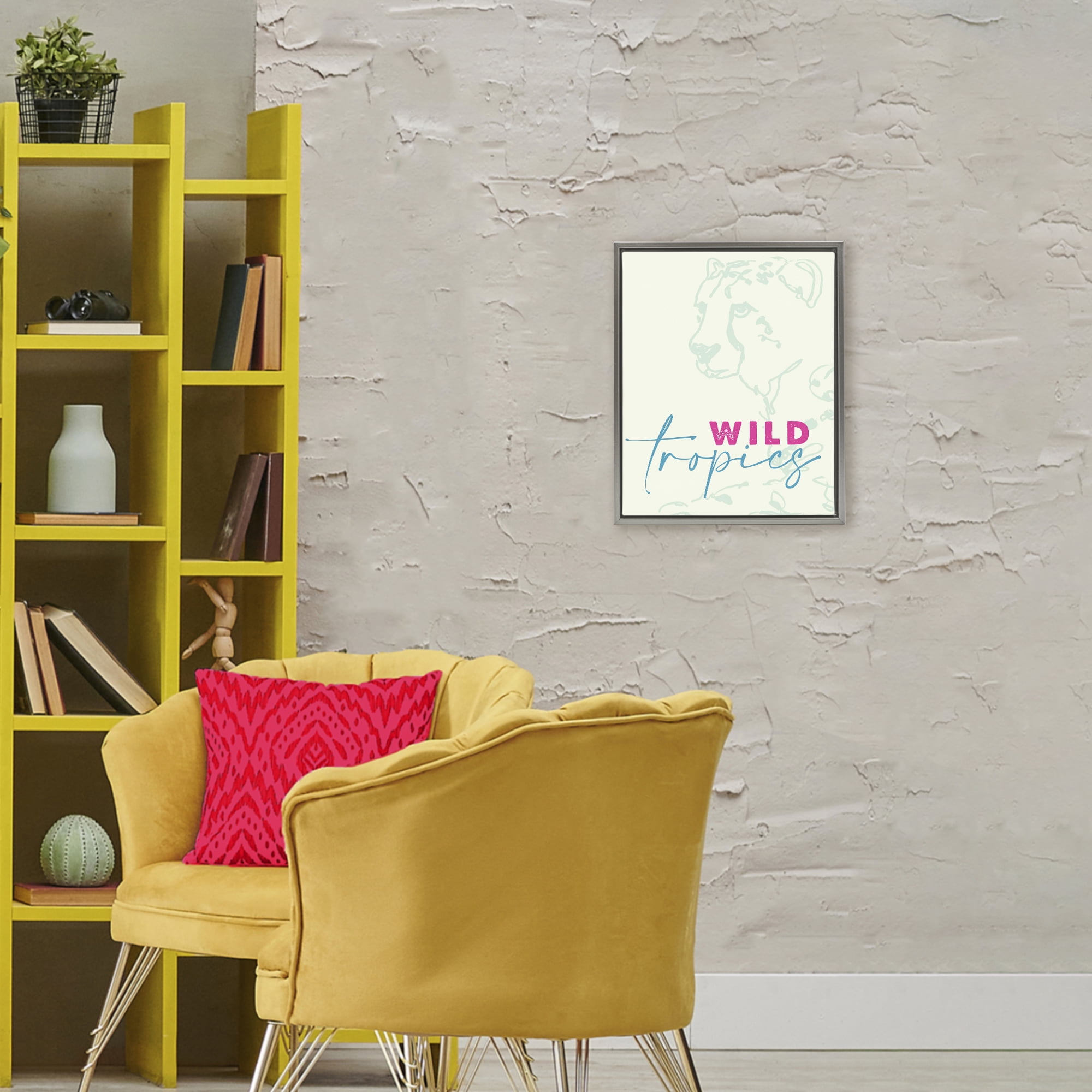 Stupell Industries Wild Tropics Cheetah Gray Framed Floater Canvas Wall Art, design by Lanie Loreth