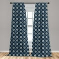 thumbnail image 5 of Ambesonne Geometric Curtains, Retro Japanese Flora, Pair of 28"x95", Dark Blue Cream, 5 of 5