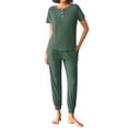 thumbnail image 2 of Fantaslook Pajamas Sets for Women Short Sleeve Henley Shirt and Pants With Drawstring Casual Lounge Wear Sets Summer Outfits, 2 of 8