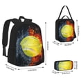 thumbnail image 2 of Pofeuu Tennis Ball In Fire And Water Print Backpack Travel Backpacks With Lunch Bag Pencil Bag Set 3 pcs Set Cartoon Backpack, 2 of 7