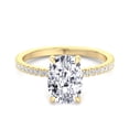 thumbnail image 3 of Vegas - Moissanite Elongated Cushion Cut Lab Diamond Engagement Ring With Sidestones and Hidden Halo, 3 of 4