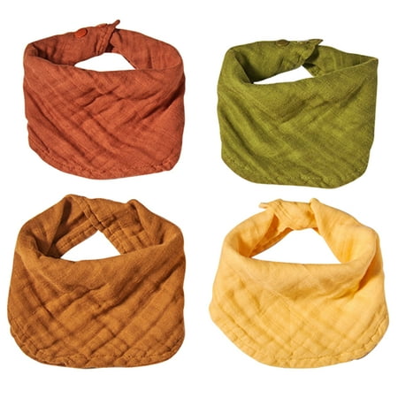 

Baby Drooling Bib Washable 4PCS Square Cotton Newborn Scarf Bib Infant Bandana