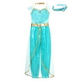 thumbnail image 3 of Sholeno Robe de Danse Sans Manches pour Filles Conte de Fées Halloween Princesse Arabe Cosplay Bleu Clair 16, 3 of 6