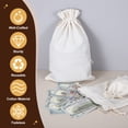 thumbnail image 4 of Uxcell 3Pcs Bolsa de Monedas, 9 x 6.7" Bolsa de Dinero de Lona con Cordón para Clasificación y Almacenamiento de Efectivo, Borde Dobladillo Beige, 4 of 6