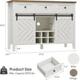 thumbnail image 2 of Farmhouse 47.2" Buffet Cabinet with Sliding Barn Door, 33.4" Tall Wood Rustic Sideboard with 3 Drawer, Adjustable Shelf and Removable Wine Rack for Dining Room, Kitchen, Living Room, White, 2 of 7