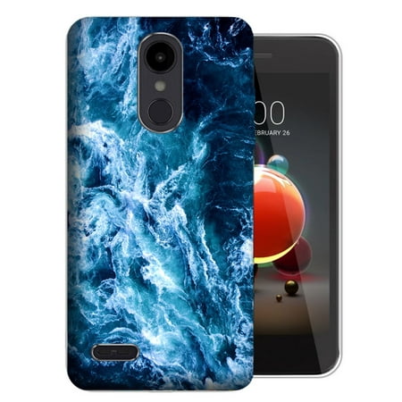 MUNDAZE LG Aristo 3 / 2 / Tribute Dynasty / Zone 4 Deep Blue Ocean Waves Design TPU Gel Phone Case Cover