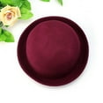 thumbnail image 4 of Dytern Fall,Women's Girls Roll-up Brim Wool Dome Hat Bowler (Wine Red), 4 of 5