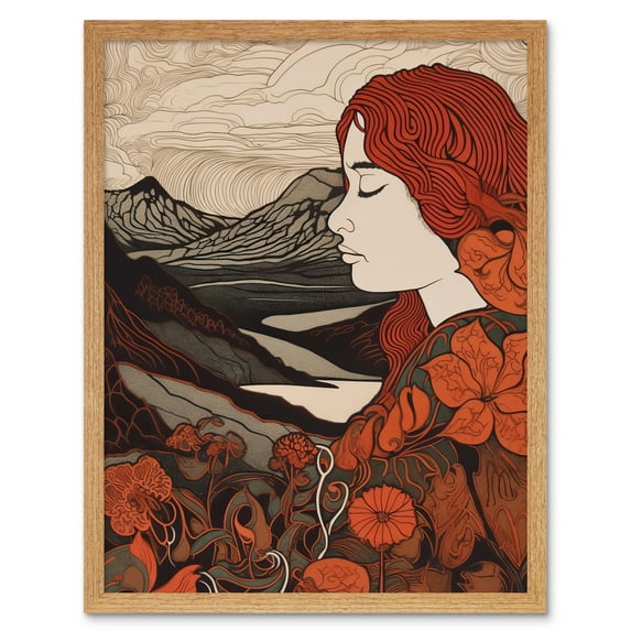 Mother Nature Spring Floral Mountain Landscape Art Print Framed Poster Wall Decor 12x16 inch