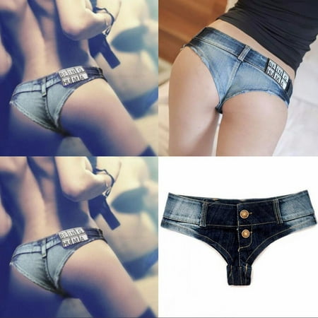 - women sexy cut off low waist denim jeans shorts mini hot pants - L