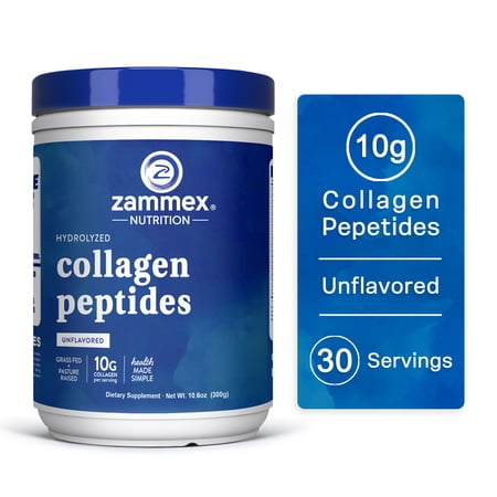 Zammex Hydrolyzed Collagen Peptides, Unflavored Grass-Fed for Hair, Skin & Nails, 10.6oz