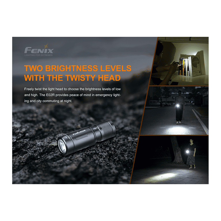 fenix e02r 200 lumen mini rechargeable keychain flashlight Fenix E02R Brown 200 Lumen Mini Rechargeable Keychain Flashlight