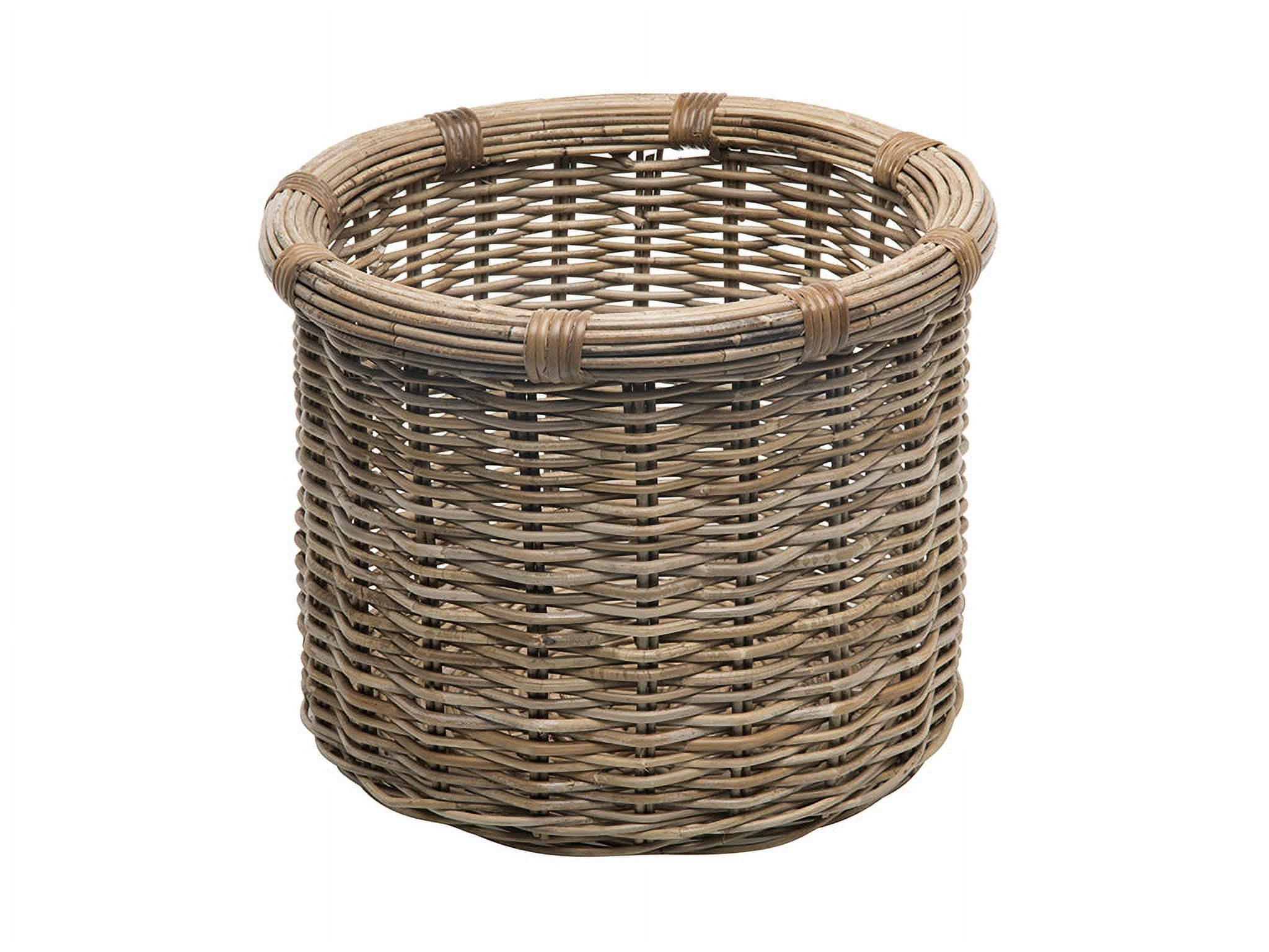 Kouboo Handwoven Rattan Round Storage Log Basket, Organizer, Planter Gray-Brown