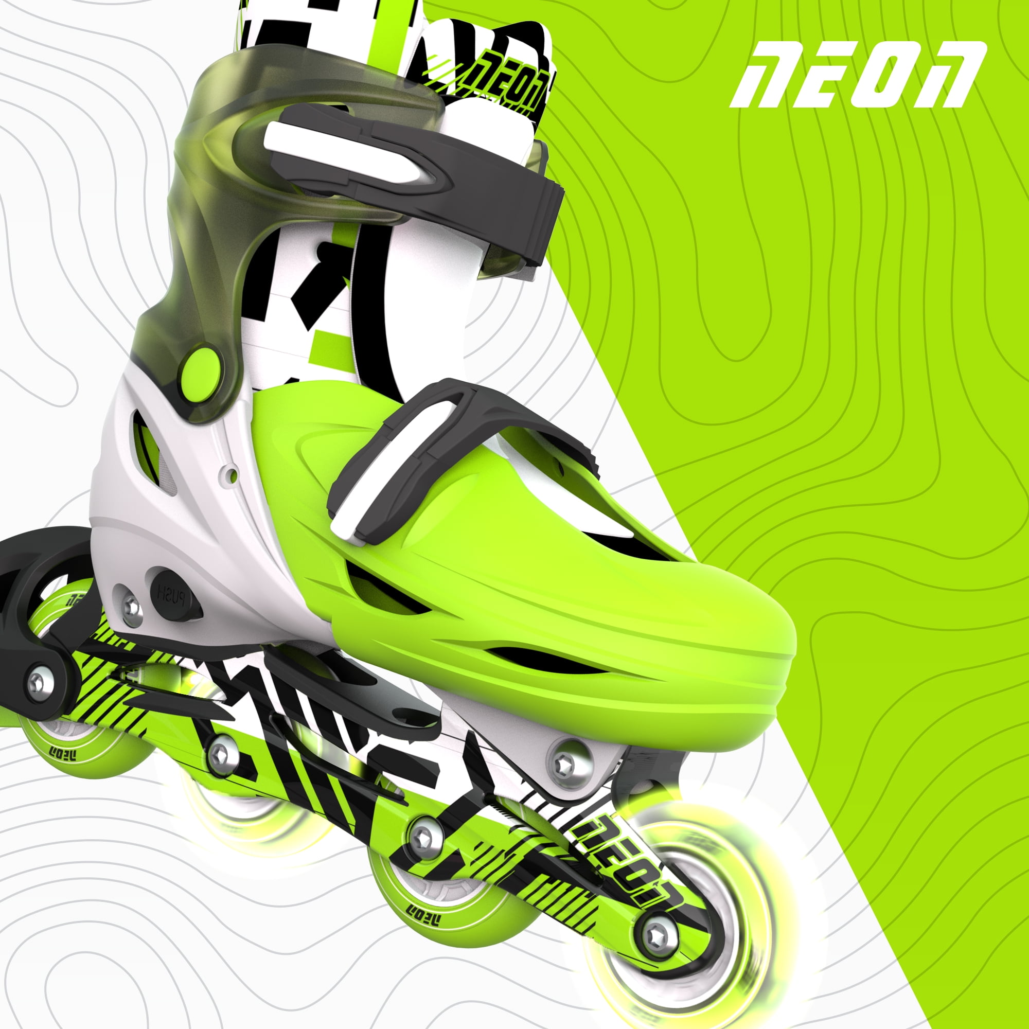 Yvolution Neon Kids Roller Skates Inline Size 12-2, One Pair, Skates for Boys and Girls, Green