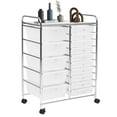 thumbnail image 5 of Costway 15-Drawer Rolling Storage Cart Mobile Organizer with Lockable Wheels Clear, 5 of 6