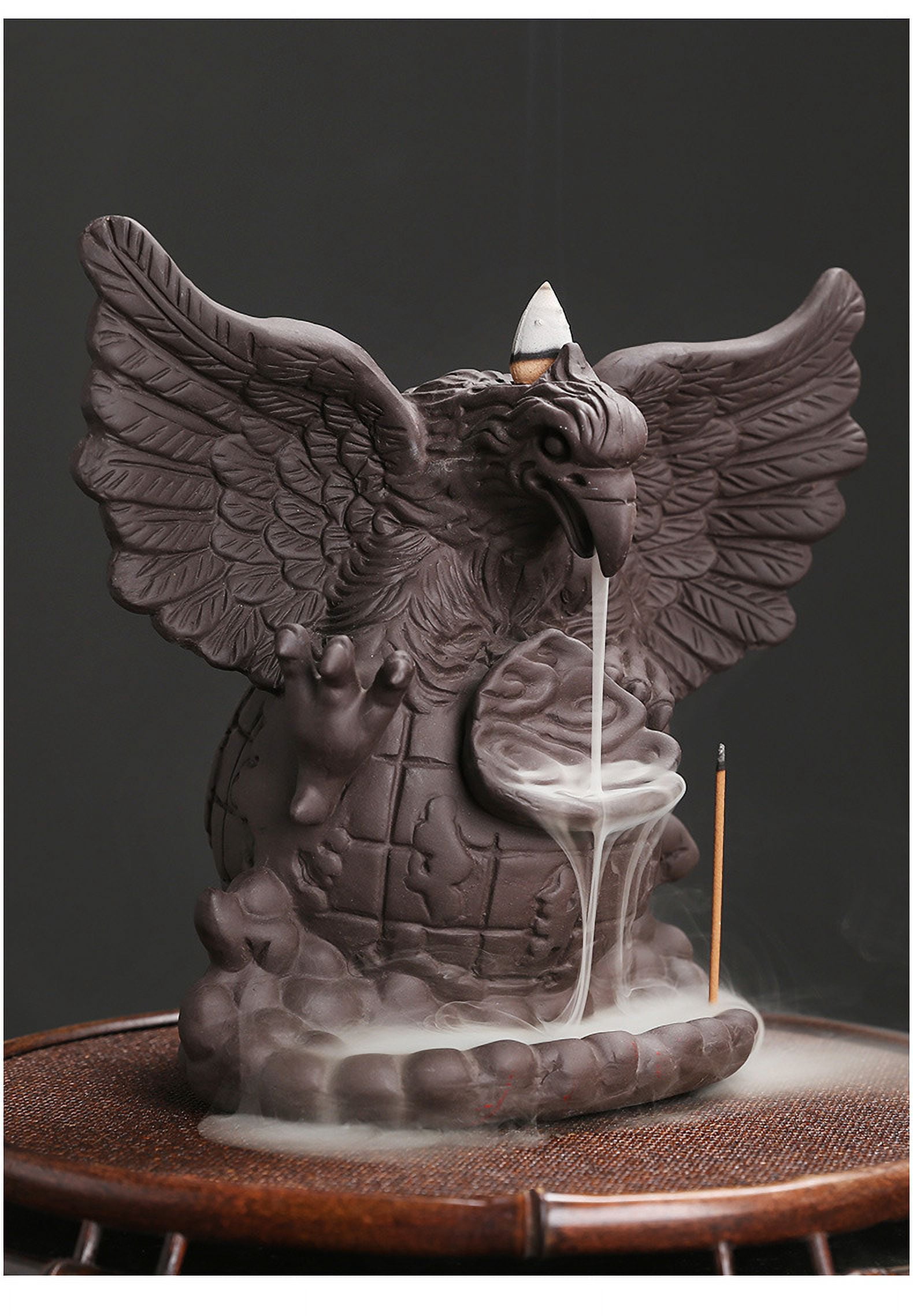 Purple Sand Creative Eagle Backflow Incense Burner Smoke Waterfall Incense Holder Office Teahouse Room Decoration Crafts