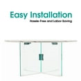 thumbnail image 3 of Ivinta Glass Coffee Table with X-Shaped Glass Legs, Modern White Round Clear End Table with Marble Tabletop, 3 of 7