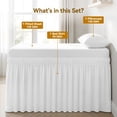 thumbnail image 2 of Twin XL Bedding Set 3PCS - 32" Drop Bed Skirt & Fitted Sheet with Pillowcases, PolyCotton for Dorm (White), 2 of 7