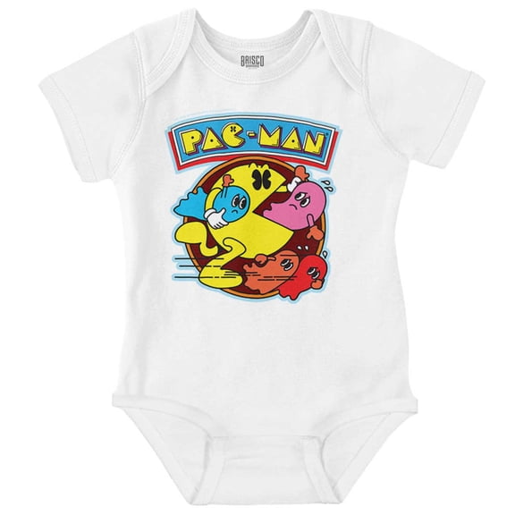 PACMAN Video Arcade Game Ghost Chomp Romper Boys or Girls Infant Baby Brisco Brands NB