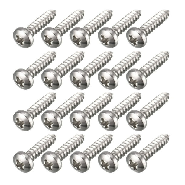Tornillos autorroscantes de cabeza plana con cabeza cruzada de 2.9 mm x 13 mm, tono plateado, 100 piezas