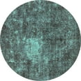 thumbnail image 1 of Ahgly Company Machine Washable Indoor Round Oriental Turquoise Blue Traditional Area Rugs, 8' Round, 1 of 4