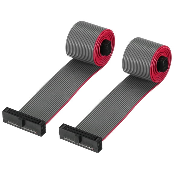 IDC 20Pin Flat Ribbon Cable, 1.27mm Pitch FC to FC Connector 30cm Length Grey Jumper Wire Computer DVD, 2Pcs