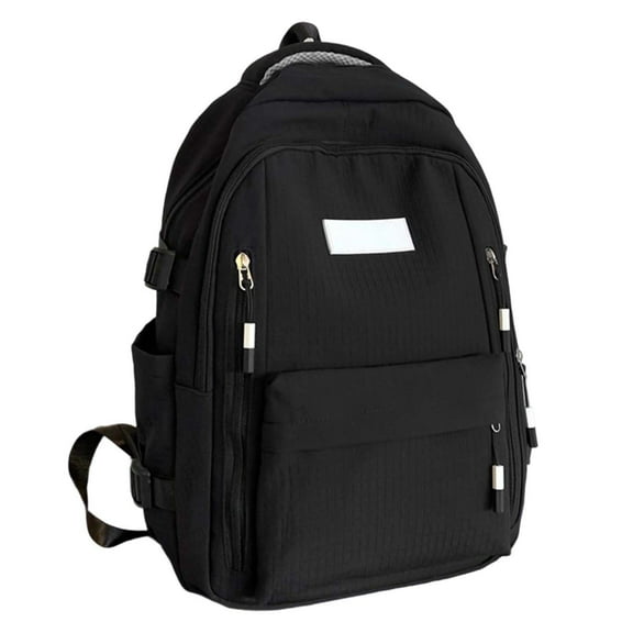 Textured Grid Fabric Simple Solid Color Backpack Multi Pocket Lightweight Waterproof Teen Daily Back To School Casual Daypack