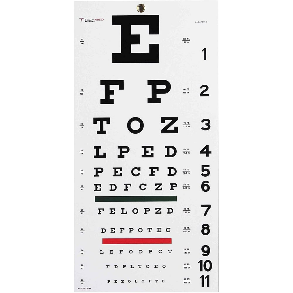 dukal eye chart 20 ft distance visual acuity testing snellen eye