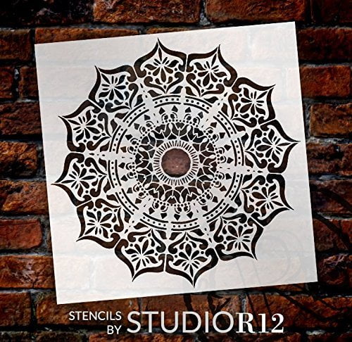 mandala glass complete stencil by studior12 reusable mylar template use to paint wood signs pallets pillows wall art floor tile select size 9 x 9 walmart com