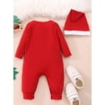 thumbnail image 4 of Newborn Baby My First Christmas Outfit Boy Girl 3 6 12 18 Months Santa Claus Long Sleeve Jumpsuit Romper with Hat 2Pcs Clothes Set, 4 of 7