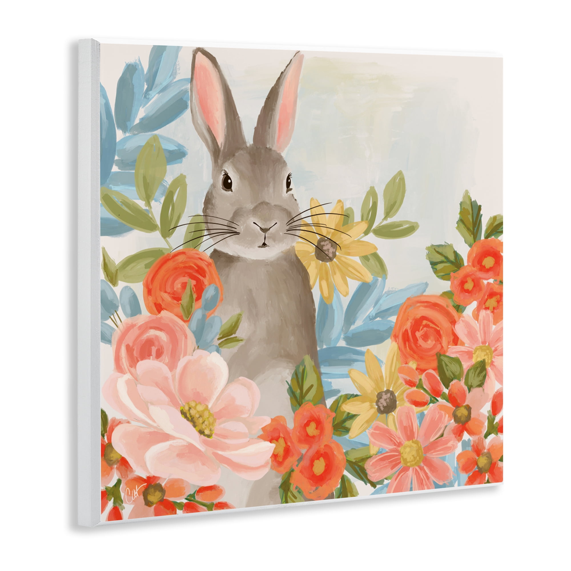 Stupell Industries Bunny Among The Blooms Wall Plaque Art, design by Cat Thurman Designs