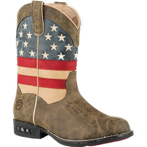 Roper Roper Kids Boys Patriotic Light Up Round Toe Western Cowboy