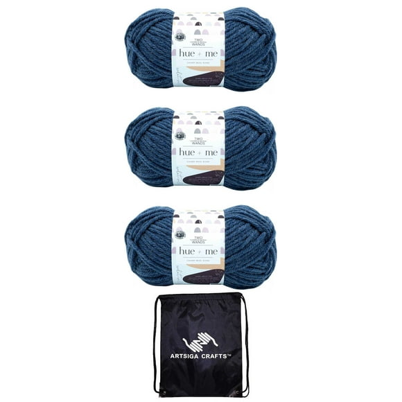 Lion Brand Hue & Me Magic Hour 617-108 (3-Skeins - Same Dye Lot) Chunky Bulky #5 Acrylic, Wool Yarn for Crocheting and Knitting - Bundle with 1 Artsiga Crafts Project Bag