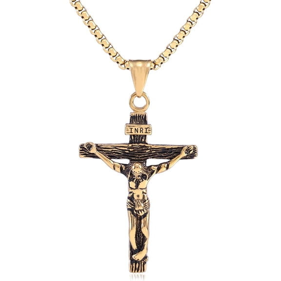 Cross Pendant Necklace with Jesus Crucifix Religious Necklace Sacrosanct Charm Neck Chain Jewelry Gift for Easter Thanksgiving Day