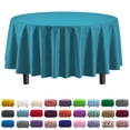 thumbnail image 2 of Exquisite 12 Premium Turquoise Plastic 84" Round Waterproof Party Tablecloths, 2 of 7
