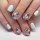 thumbnail image 1 of Uñas postizas adhesivas Whiosyrt cortas cuadradas azul floral, 24 piezas, 1 of 7