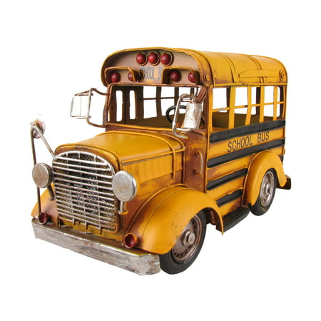 Vintage 1:24 Scale Model Short Yellow School Bus Vehicle Home Decor/Driver