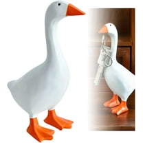 Minibee Desk Goose Ornament, 6.5" Funny Desktop Goose Key Holder, Resin Duck Statue Figurine for Home Office Decor
