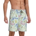 thumbnail image 2 of Balery Honey Bees And Flowers Pantalones cortos de pijama de punto de algodón para hombre con cinturilla y bolsillos-X-Large, 2 of 6