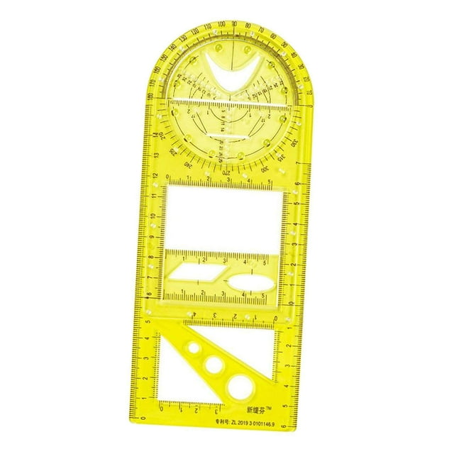 Xingzhi Multifonctionnel Règle Géométrique Fournitures Mathématiques de Bureau Dessin Modèle Jaune Haute