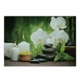 thumbnail image 1 of Spa Cutting Board, Stones with Orchid and Candles Green Plants at the Background Print, Decorative Tempered Glass Cutting and Serving Board, Small Size, White Green and Black, by Ambesonne, 1 of 1