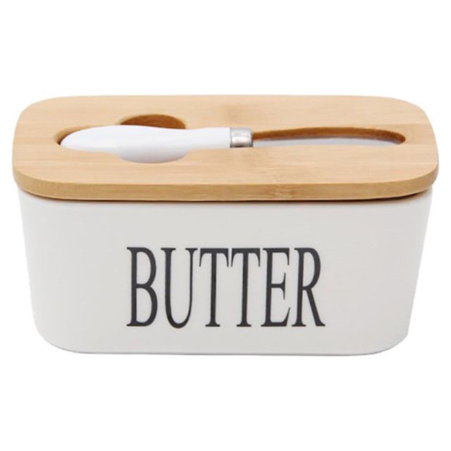 Caja de sellado de mantequilla,Caja de sellado de mantequilla Contenedor de mantequilla de cerámica Bandeja de almacenamiento de queso Diseño exquisito