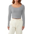 thumbnail image 1 of Top de Mangas Largas para Mujeres, Cuello Redondo Transpirable Elegante Con Las Mangas Largas y Elegantes, 1 of 7