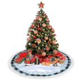 thumbnail image 4 of Falda de árbol de Navidad con flecos de encaje, letrero de corona navideña Let It Snow, muñeco de nieve familiar de metal redondo para garaje, falda de árbol suave, ligera y agradable al tacto de 48", 4 of 7