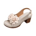 thumbnail image 5 of EKVAHL Orthopedic Block Heel Sandals for Women, Slingback Floral Decor Slip On Dress Shoes, Hollow Cut Party Wedding Daily Sandals Beige, 5 of 5