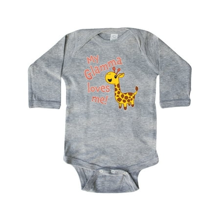 

Inktastic My Glamma Loves me- cute giraffe Gift Baby Boy or Baby Girl Long Sleeve Bodysuit