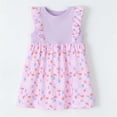 thumbnail image 4 of Mifsaly Little Girl Dresses Crewneck Flutter Sleeve Summer Dress Floral Print Patchwork Flowy Everyday Wear Sweet Sundress, 4 of 8